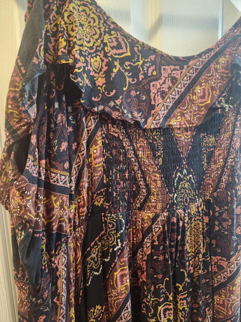 Torrid Black and Rust Paisley Ruffle Maxi Dress, Torrid 3 = 3X - Picture 3 of 4